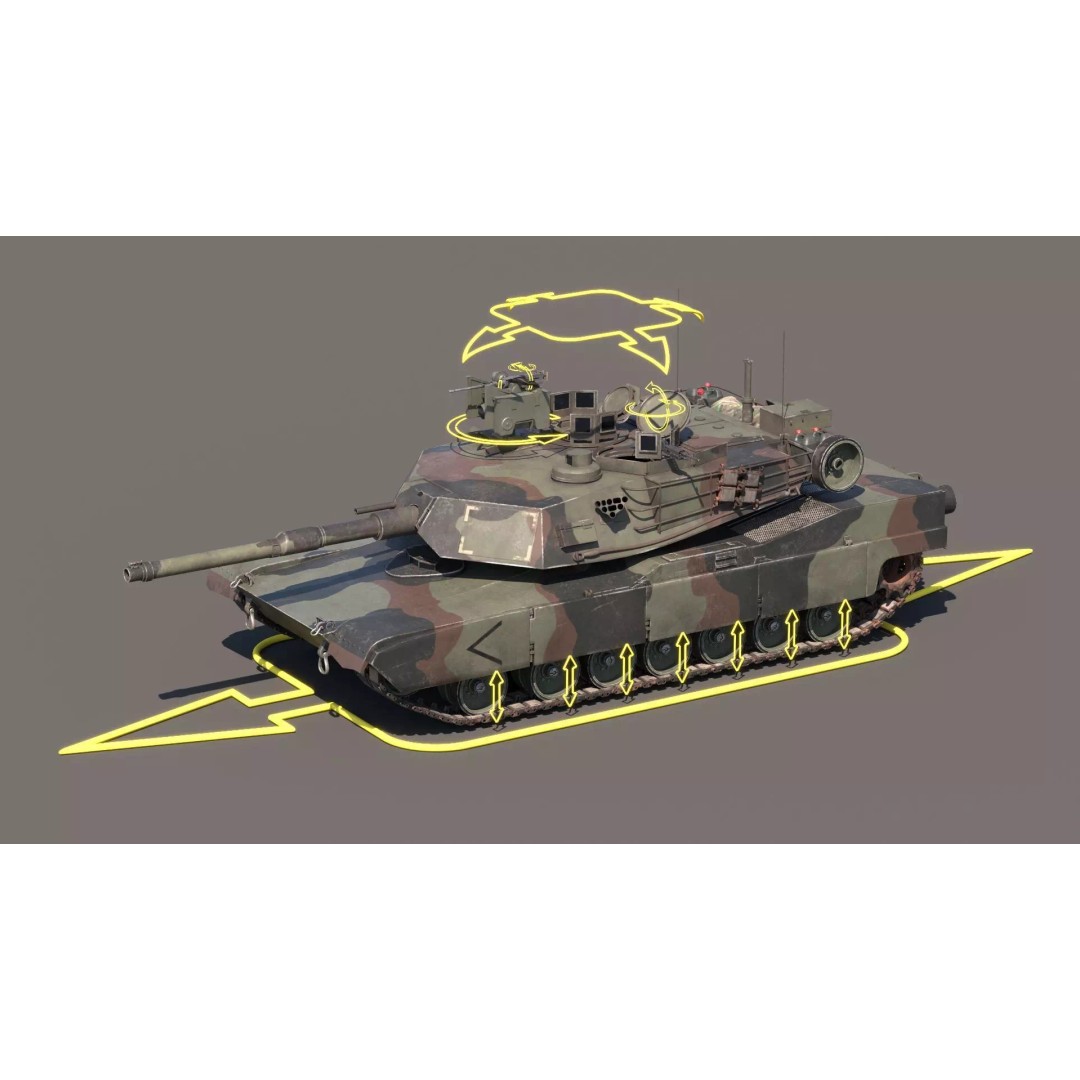 M1A2 Abrams 3D Model – Rigged Military Tank in PBR Format - View 5