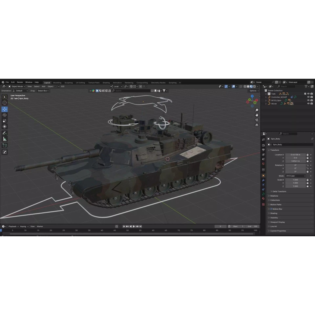 M1A2 Abrams 3D Model – Rigged Military Tank in PBR Format - View 6