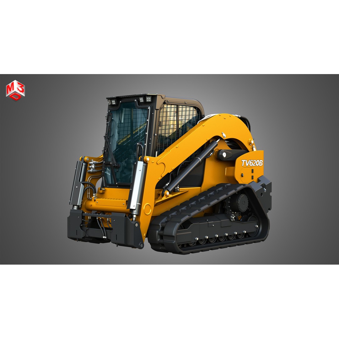 TV620B Compact Track Loader 3D Model – High Poly Vehicle Asset, FBX - View 3