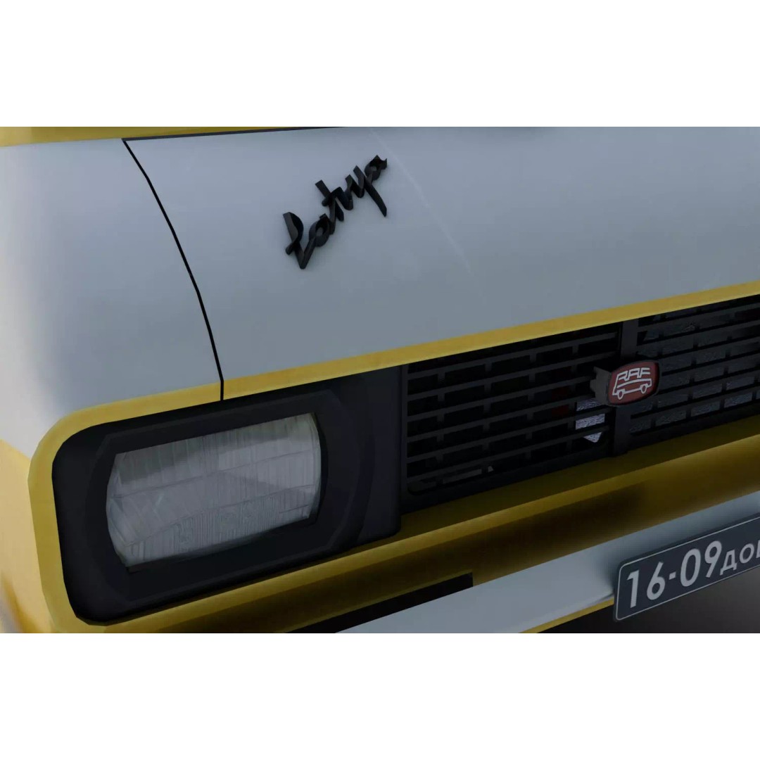RAF-2203 3D Model – Low Poly Vintage Minibus, FBX, Blender - View 12