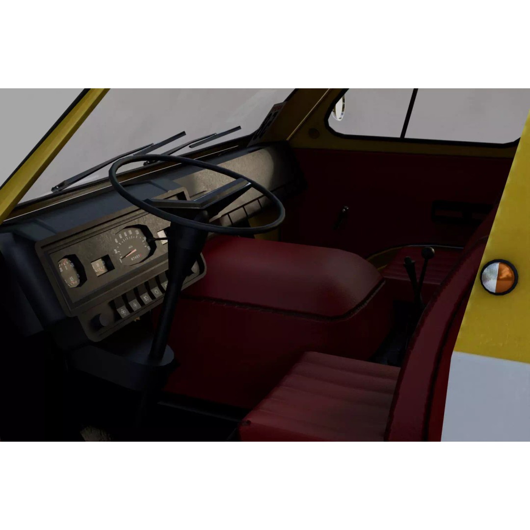 RAF-2203 3D Model – Low Poly Vintage Minibus, FBX, Blender - View 15
