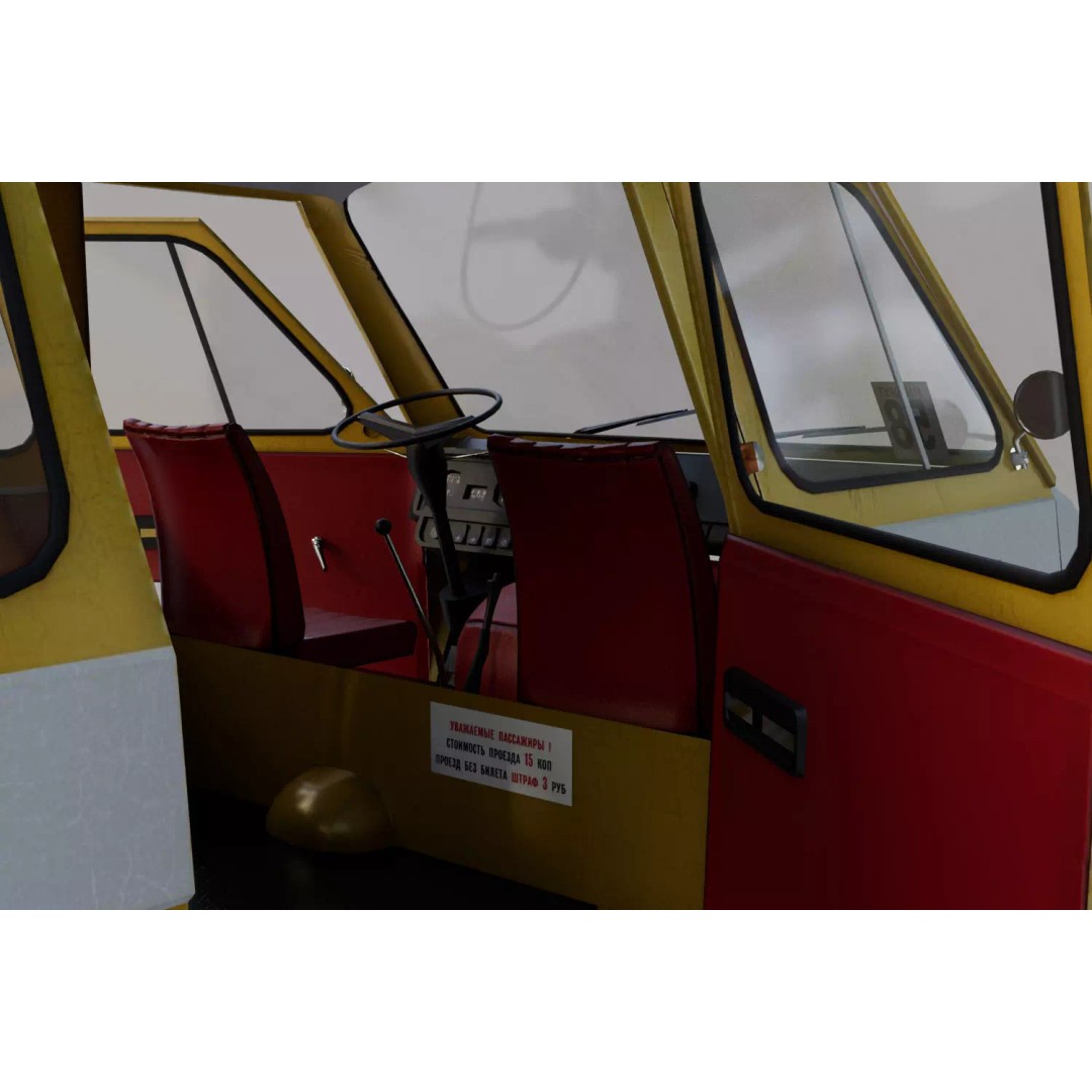 RAF-2203 3D Model – Low Poly Vintage Minibus, FBX, Blender - View 16