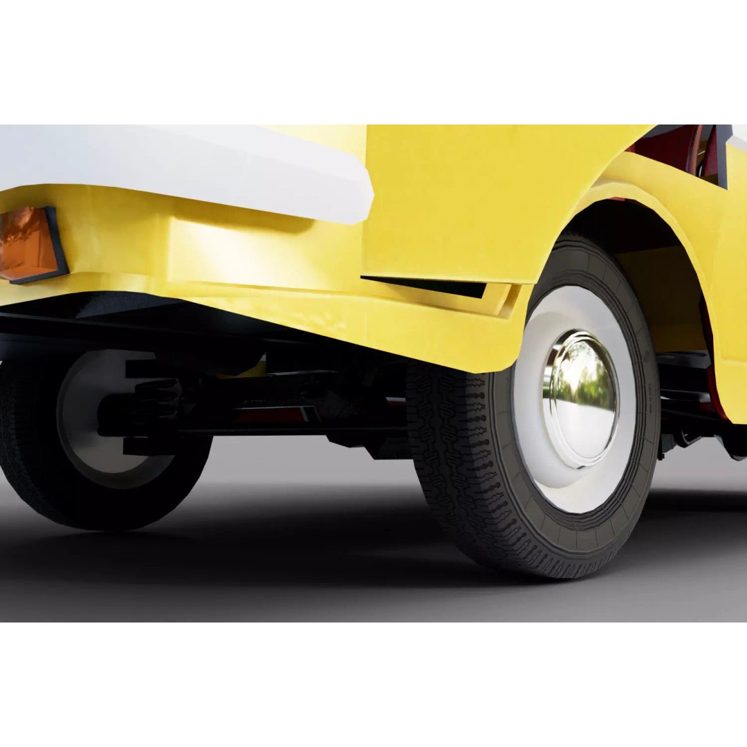 RAF-2203 3D Model – Low Poly Vintage Minibus, FBX, Blender - View 9
