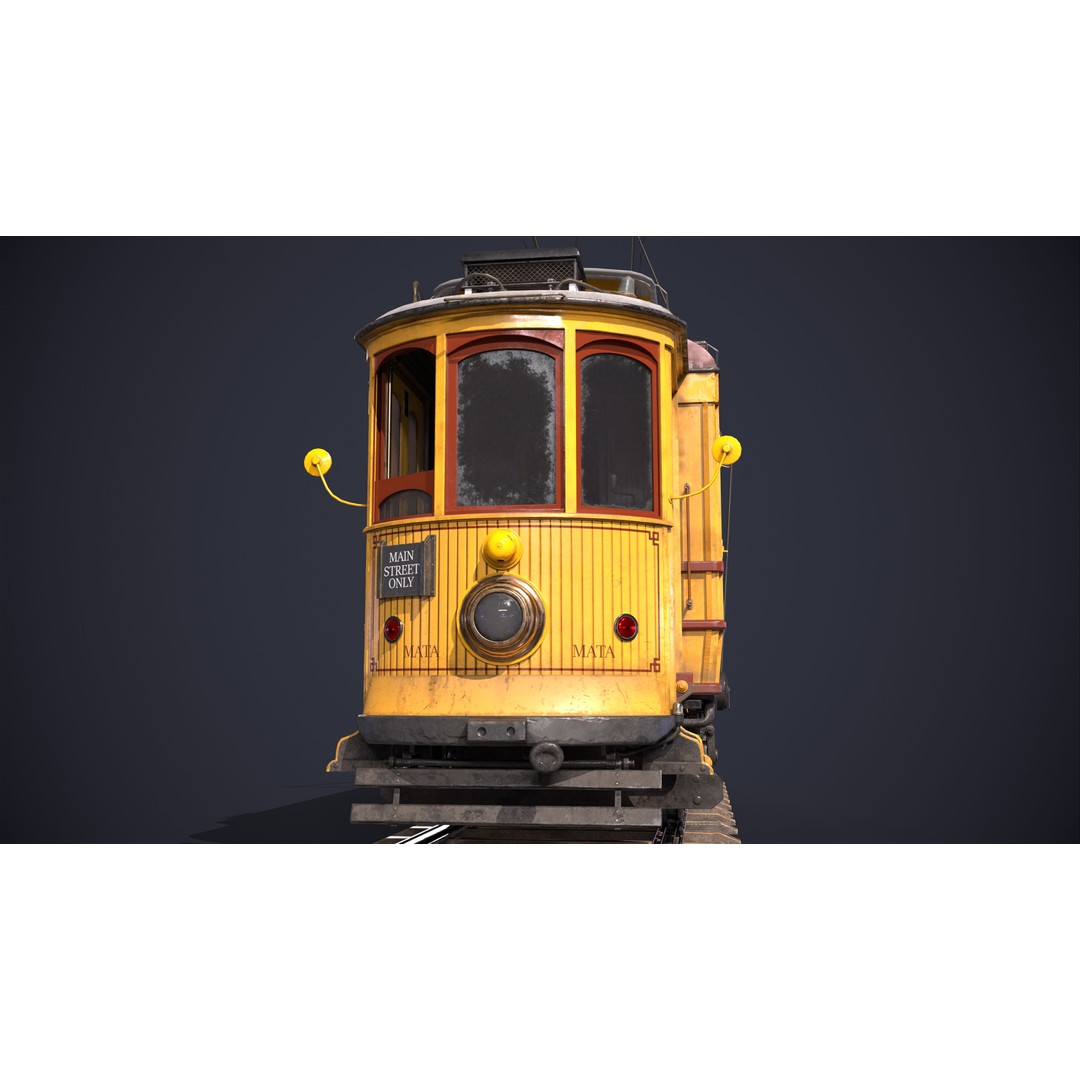 Old Tram Memphis 3D Model – Low Poly Game Asset, FBX, OBJ - View 10