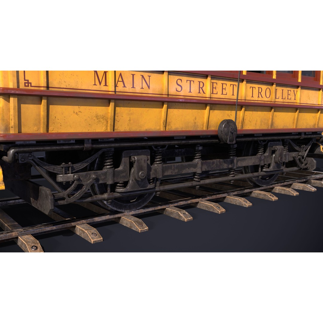 Old Tram Memphis 3D Model – Low Poly Game Asset, FBX, OBJ - View 12