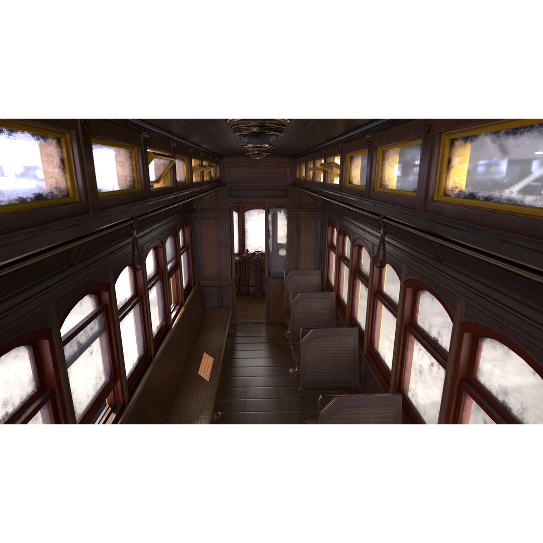 Old Tram Memphis 3D Model – Low Poly Game Asset, FBX, OBJ - View 14
