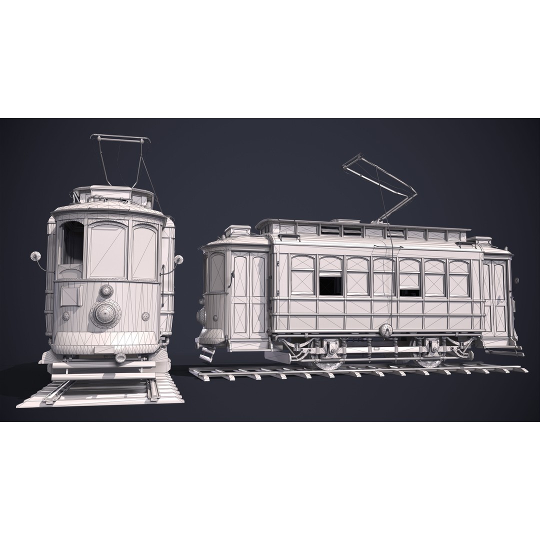 Old Tram Memphis 3D Model – Low Poly Game Asset, FBX, OBJ - View 15
