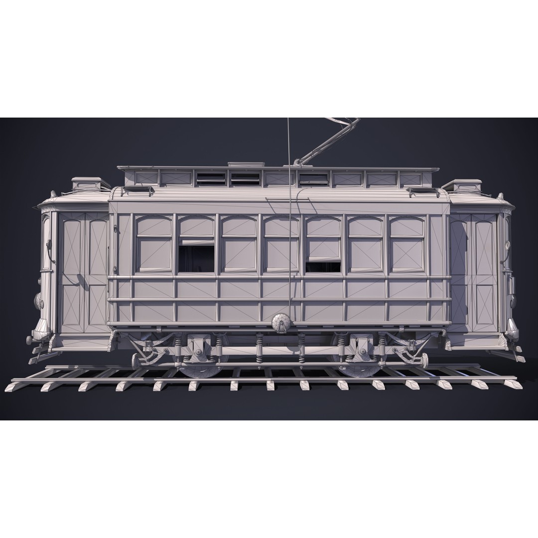 Old Tram Memphis 3D Model – Low Poly Game Asset, FBX, OBJ - View 16
