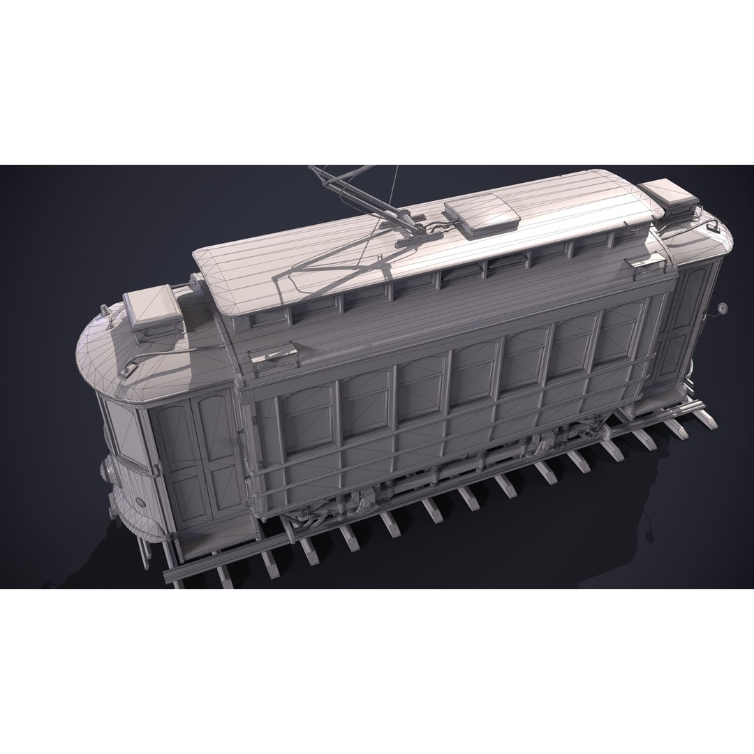Old Tram Memphis 3D Model – Low Poly Game Asset, FBX, OBJ - View 17