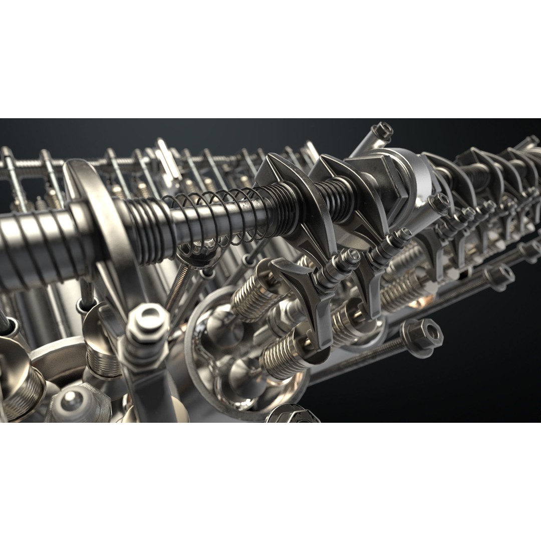 V12 Engine 3D Model – Working Animated Vehicle Part, FBX, PBR - View 11