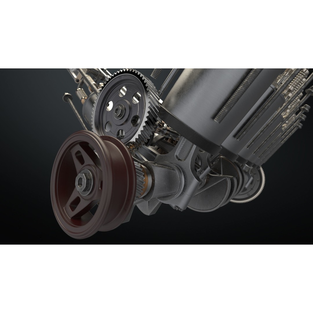 V12 Engine 3D Model – Working Animated Vehicle Part, FBX, PBR - View 13