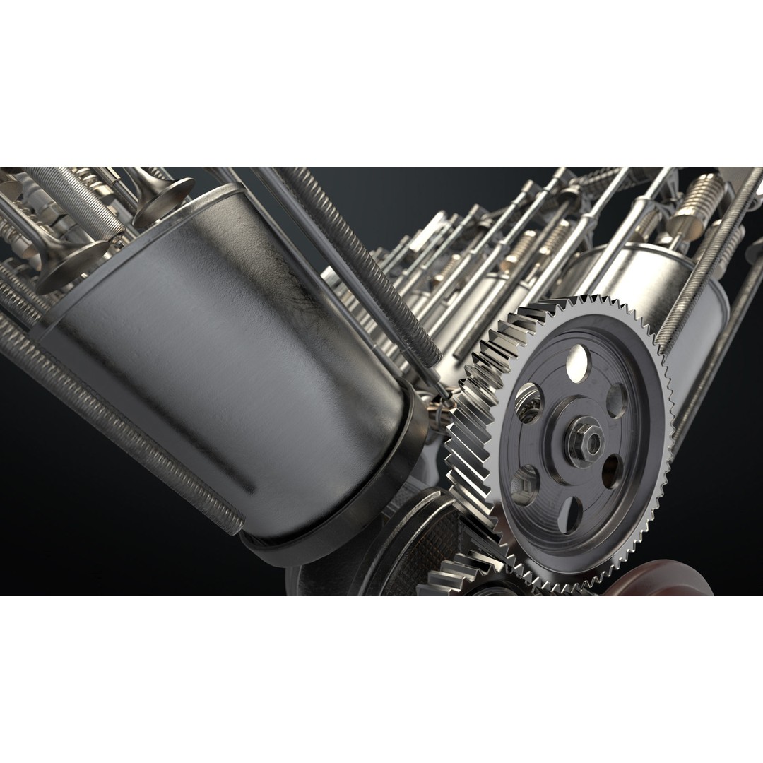 V12 Engine 3D Model – Working Animated Vehicle Part, FBX, PBR - View 14