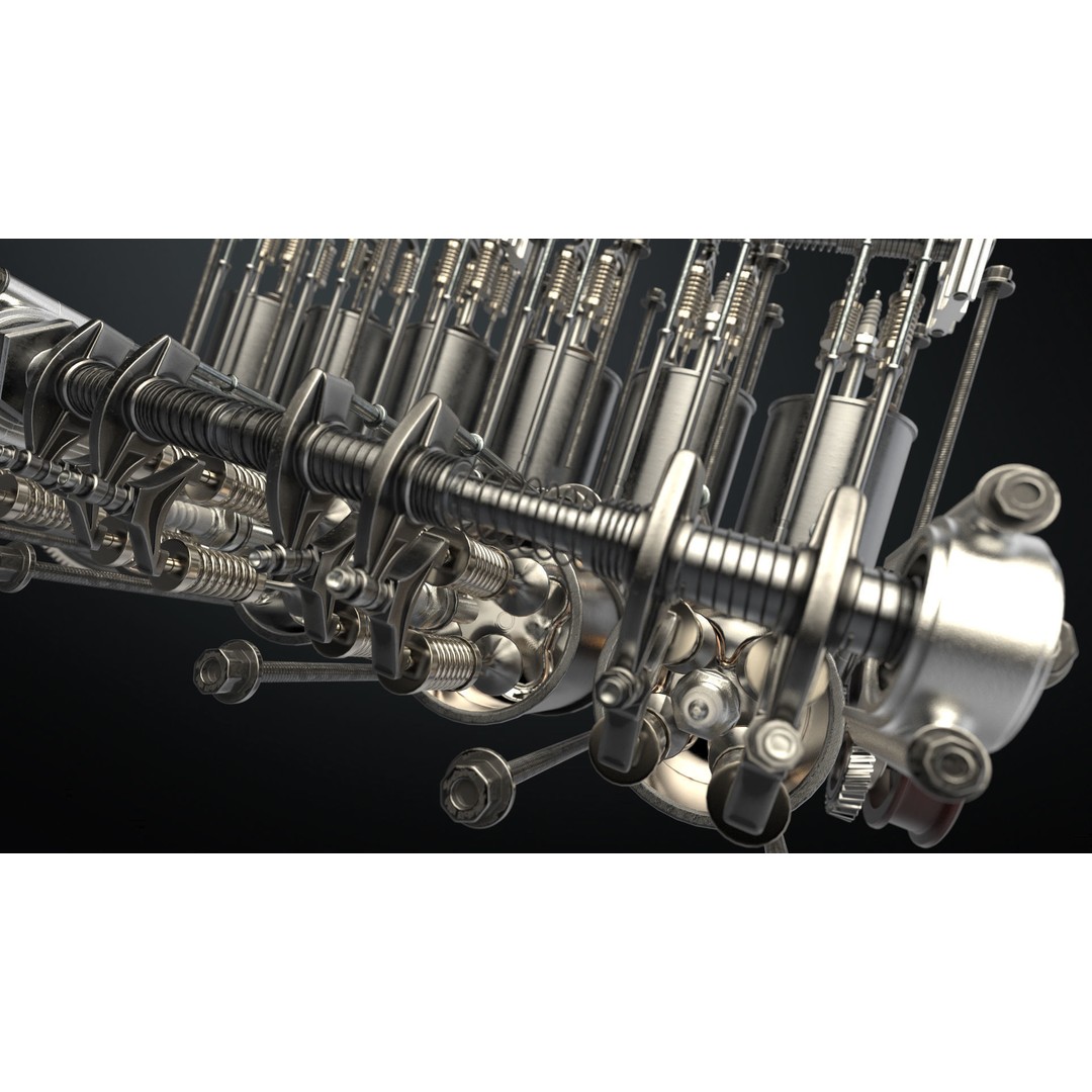 V12 Engine 3D Model – Working Animated Vehicle Part, FBX, PBR - View 15