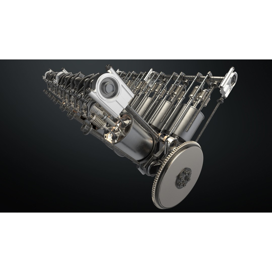 V12 Engine 3D Model – Working Animated Vehicle Part, FBX, PBR - View 16