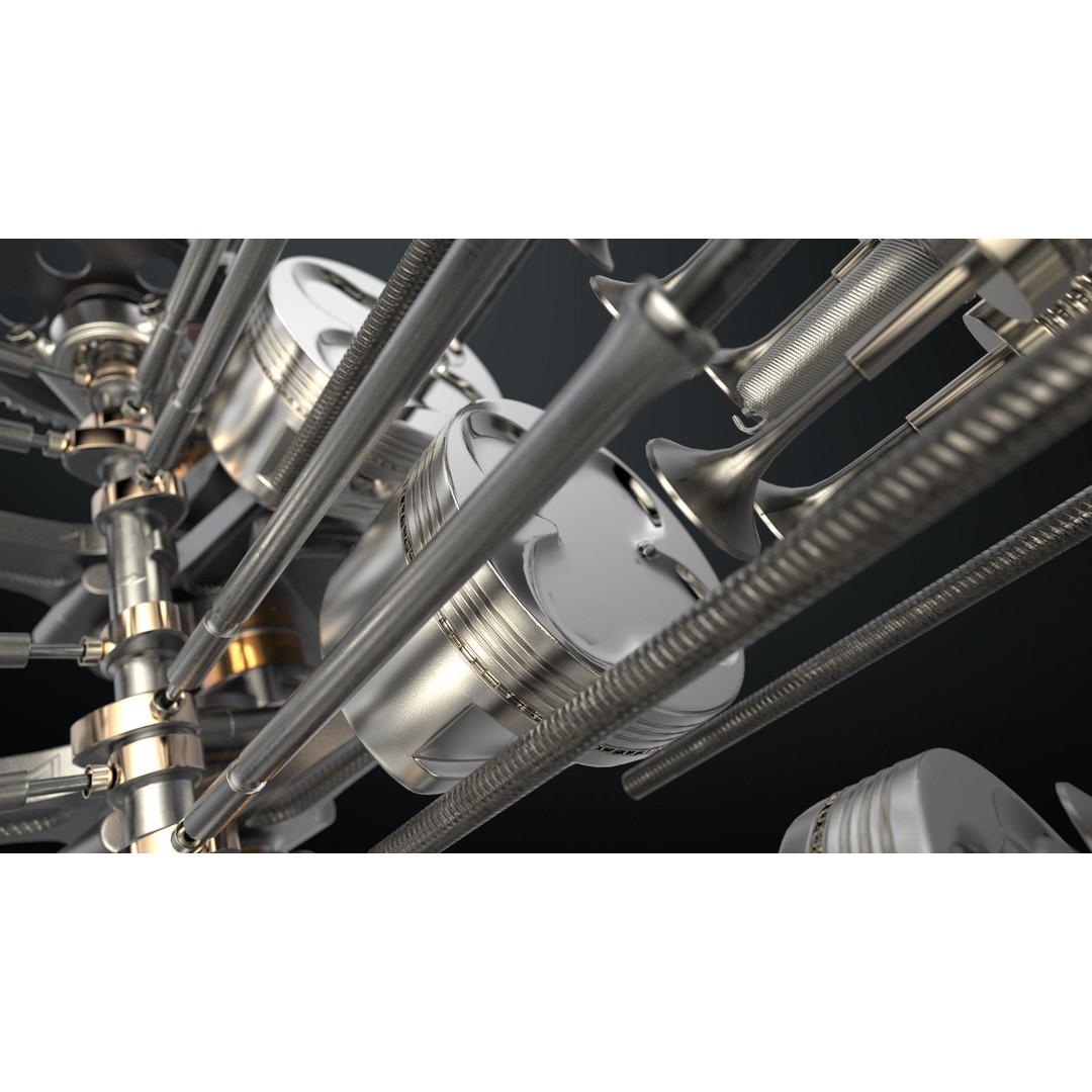 V12 Engine 3D Model – Working Animated Vehicle Part, FBX, PBR - View 18