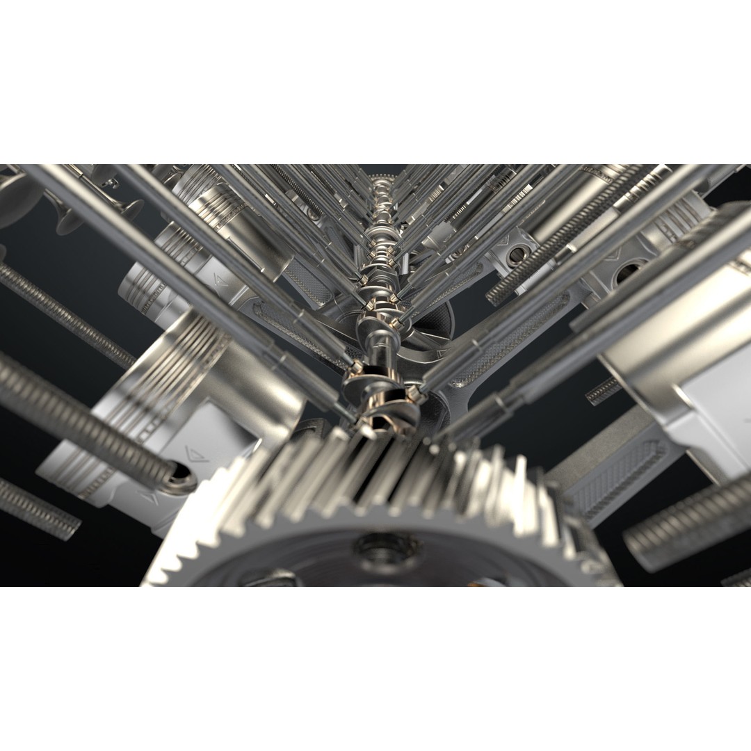 V12 Engine 3D Model – Working Animated Vehicle Part, FBX, PBR - View 19