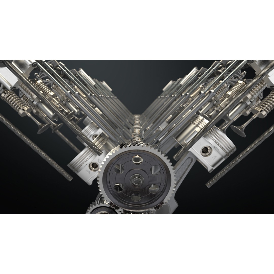 V12 Engine 3D Model – Working Animated Vehicle Part, FBX, PBR - View 20