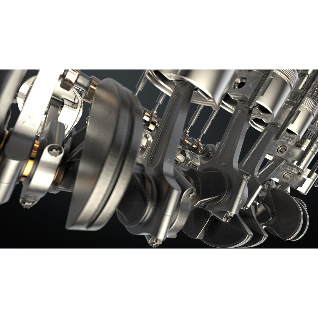 V12 Engine 3D Model – Working Animated Vehicle Part, FBX, PBR - View 21
