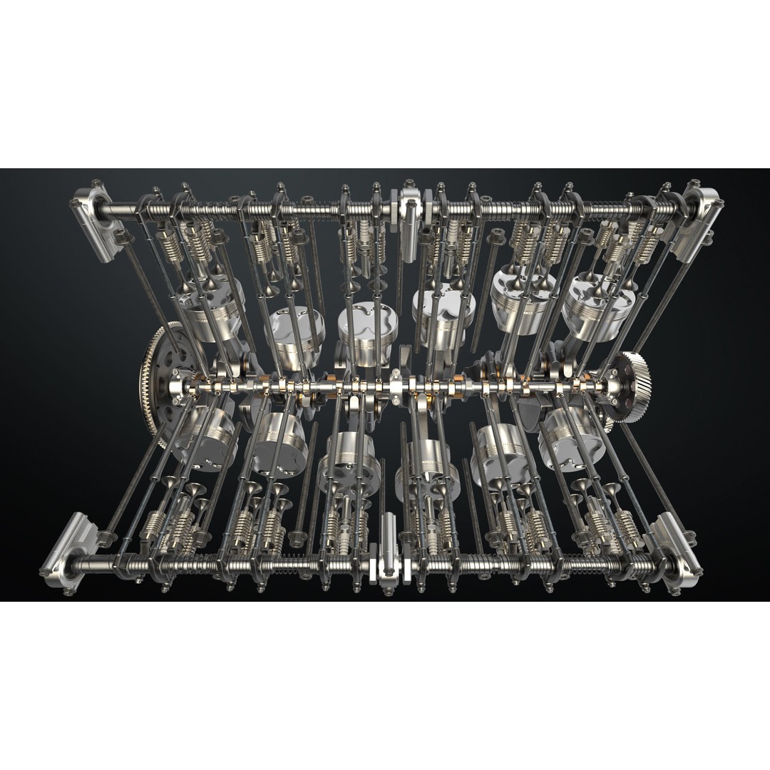 V12 Engine 3D Model – Working Animated Vehicle Part, FBX, PBR - View 23