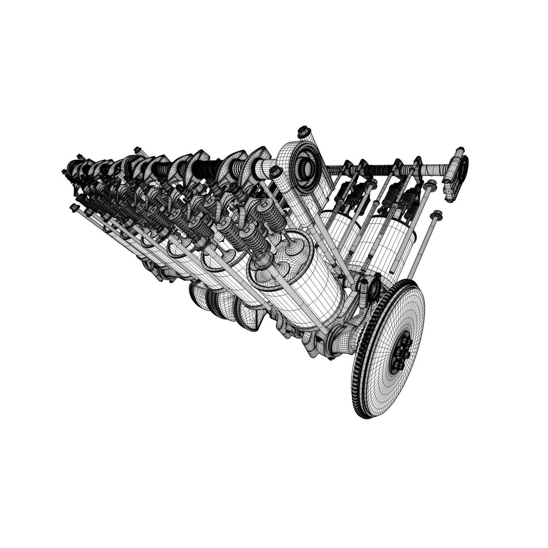 V12 Engine 3D Model – Working Animated Vehicle Part, FBX, PBR - View 29