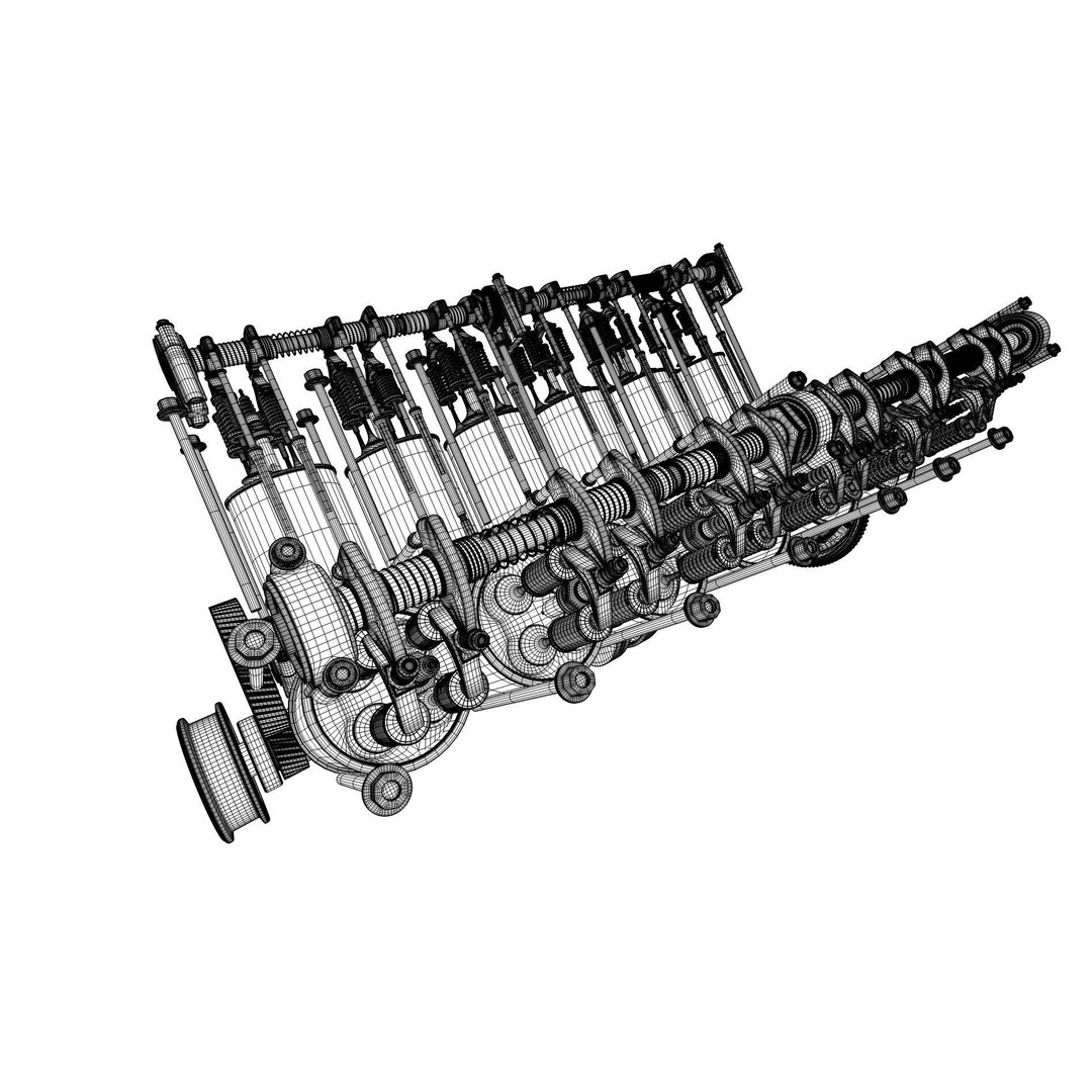 V12 Engine 3D Model – Working Animated Vehicle Part, FBX, PBR - View 30