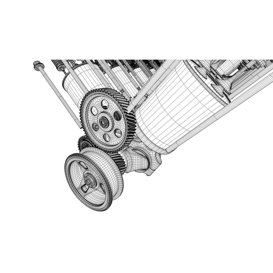 V12 Engine 3D Model – Working Animated Vehicle Part, FBX, PBR - View 31