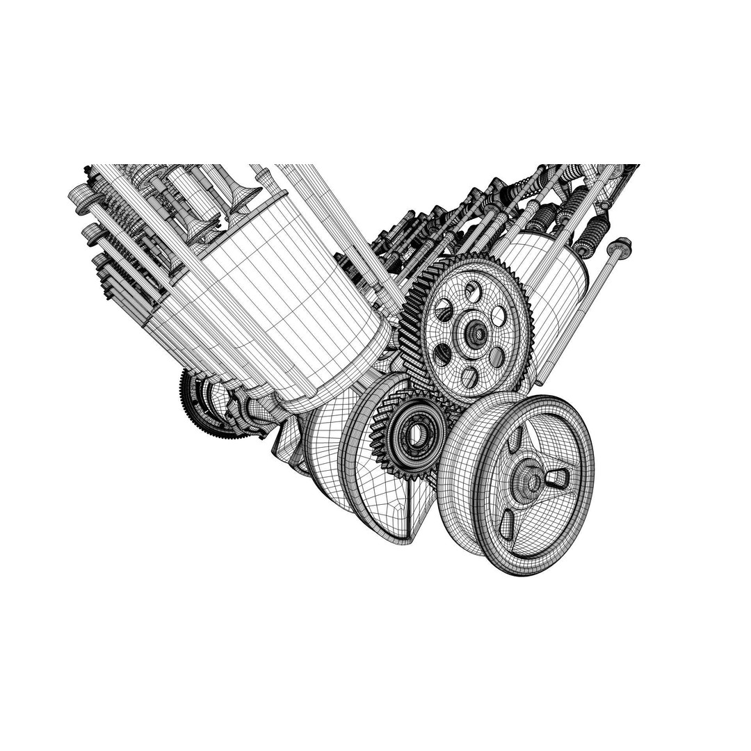 V12 Engine 3D Model – Working Animated Vehicle Part, FBX, PBR - View 32