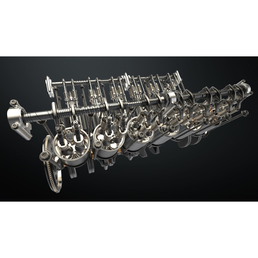 V12 Engine 3D Model – Working Animated Vehicle Part, FBX, PBR - View 4