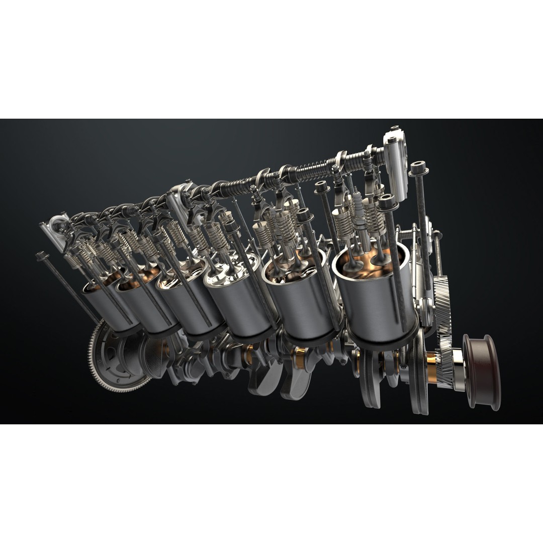 V12 Engine 3D Model – Working Animated Vehicle Part, FBX, PBR - View 5