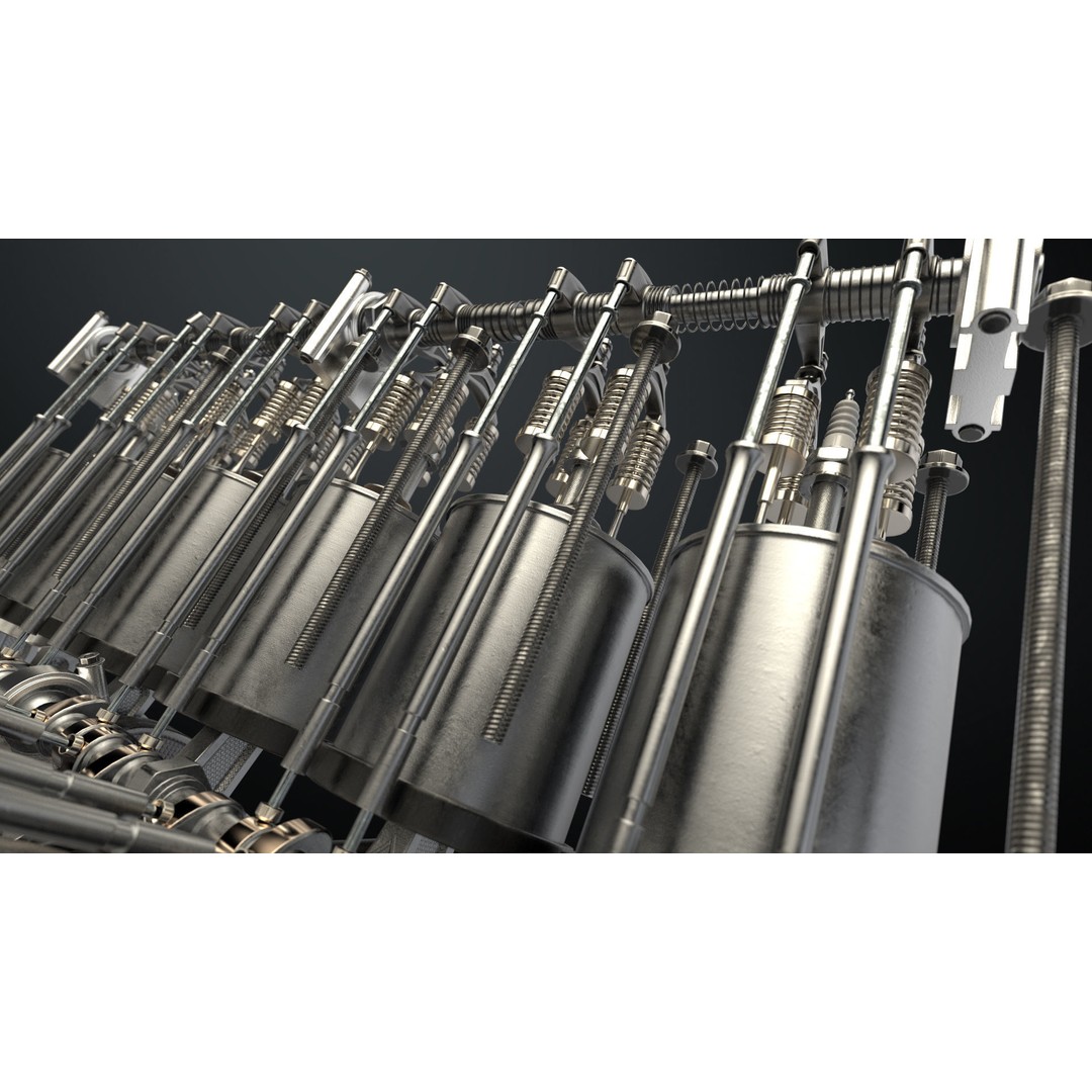 V12 Engine 3D Model – Working Animated Vehicle Part, FBX, PBR - View 8