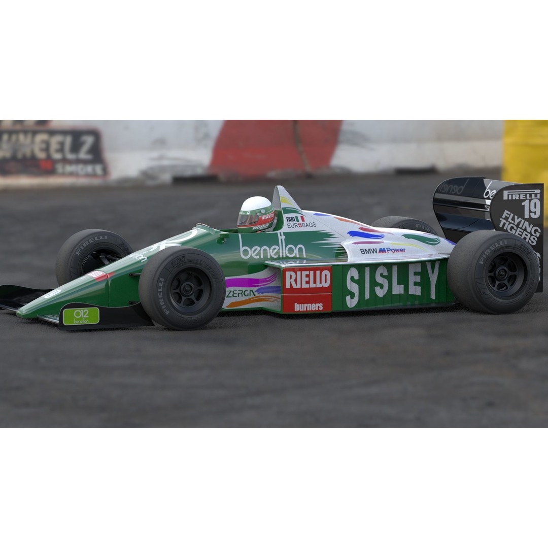 Benetton B186 3D Model – Iconic Racing Car, PBR Textured, FBX - View 4
