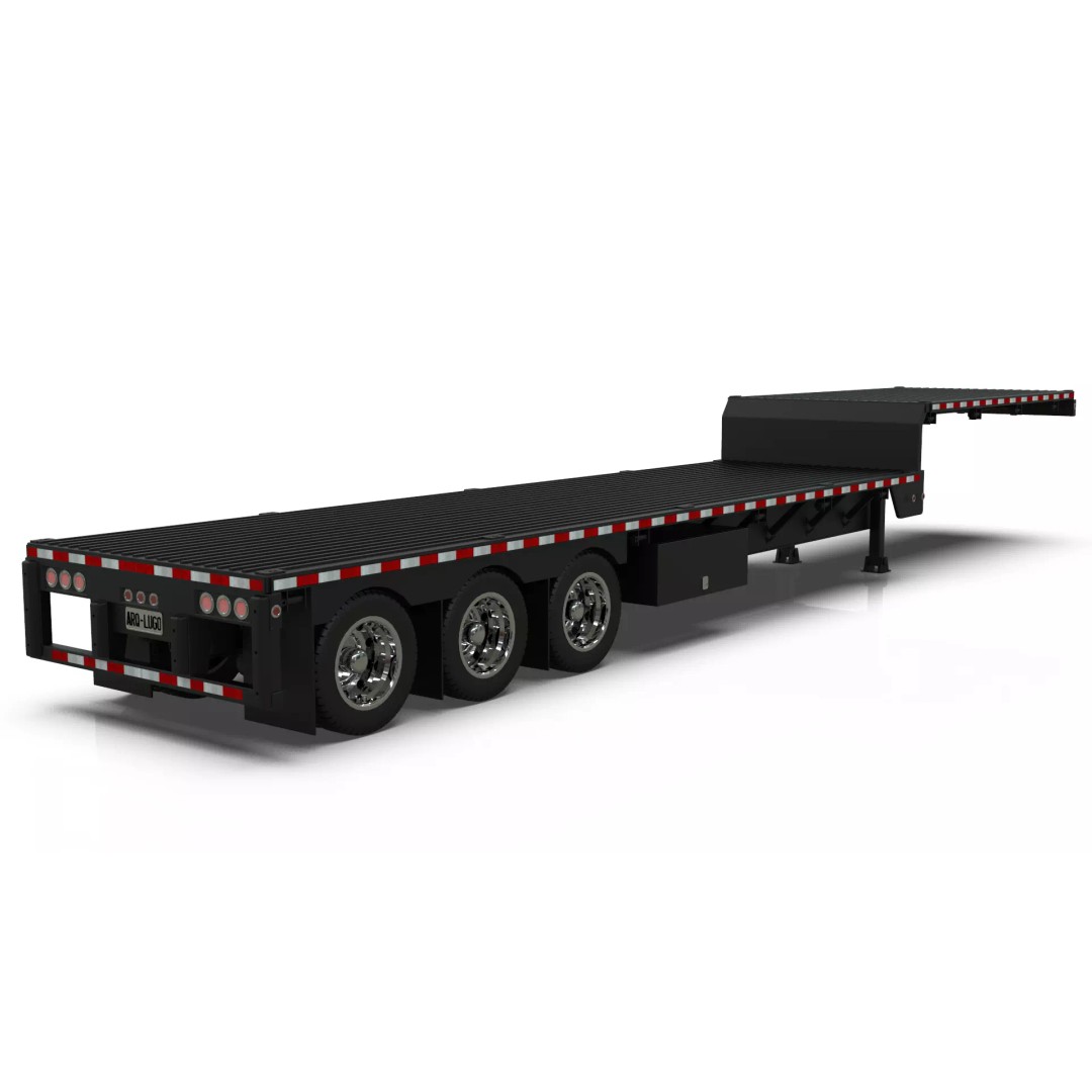 53-Foot Stepdeck Trailer 3D Model – Realistic Vehicle Asset, FBX, OBJ - View 10