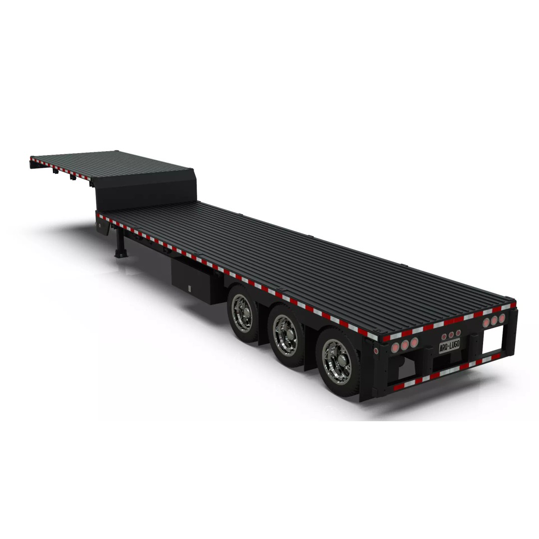 53-Foot Stepdeck Trailer 3D Model – Realistic Vehicle Asset, FBX, OBJ - View 11