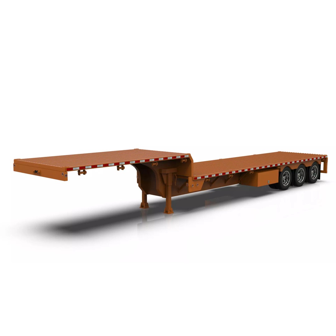 53-Foot Stepdeck Trailer 3D Model – Realistic Vehicle Asset, FBX, OBJ - View 12