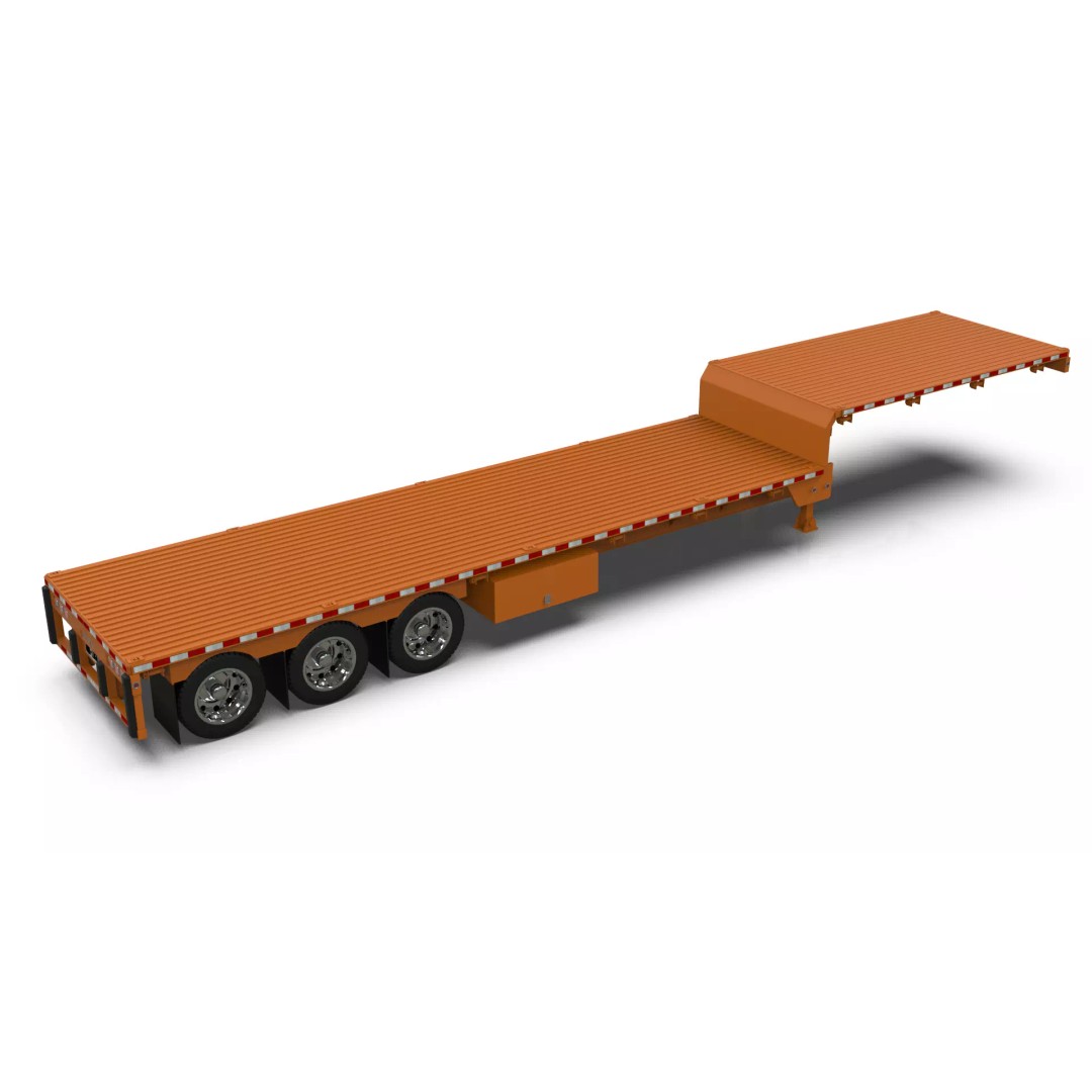 53-Foot Stepdeck Trailer 3D Model – Realistic Vehicle Asset, FBX, OBJ - View 14