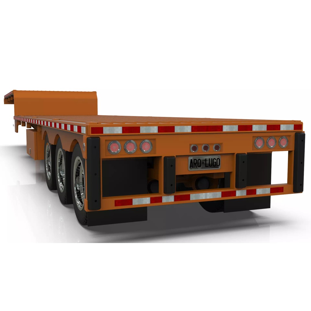 53-Foot Stepdeck Trailer 3D Model – Realistic Vehicle Asset, FBX, OBJ - View 15