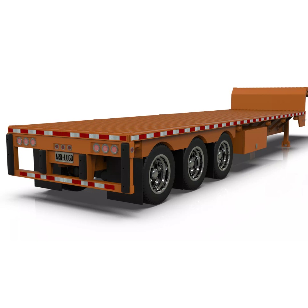 53-Foot Stepdeck Trailer 3D Model – Realistic Vehicle Asset, FBX, OBJ - View 16