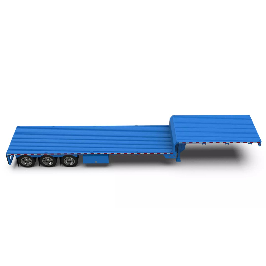 53-Foot Stepdeck Trailer 3D Model – Realistic Vehicle Asset, FBX, OBJ - View 18