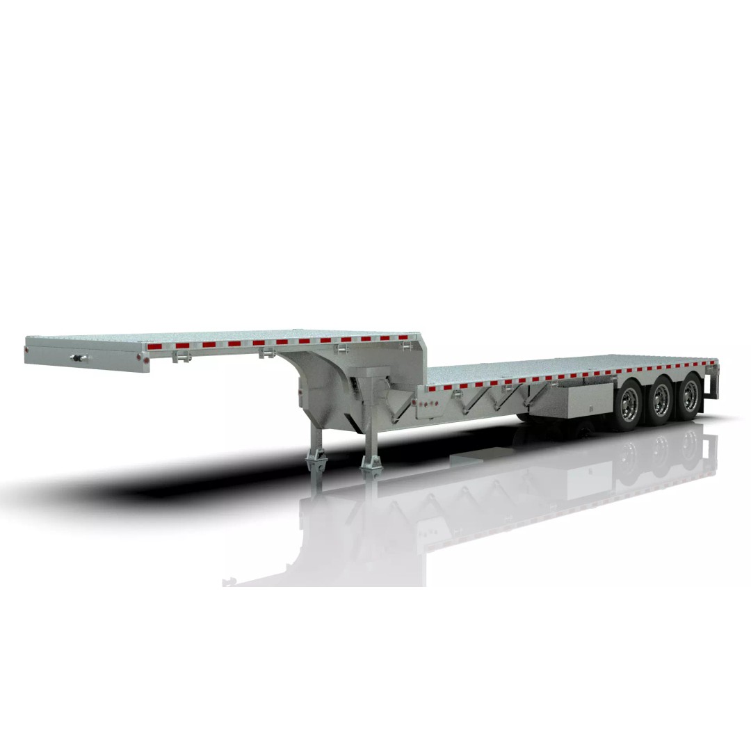 53-Foot Stepdeck Trailer 3D Model – Realistic Vehicle Asset, FBX, OBJ - View 2