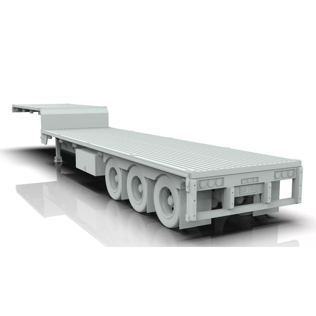 53-Foot Stepdeck Trailer 3D Model – Realistic Vehicle Asset, FBX, OBJ - View 21