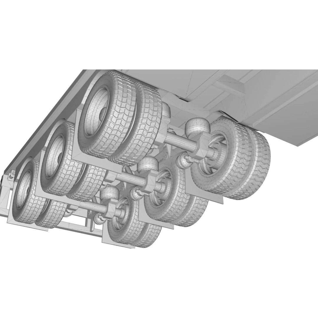 53-Foot Stepdeck Trailer 3D Model – Realistic Vehicle Asset, FBX, OBJ - View 23