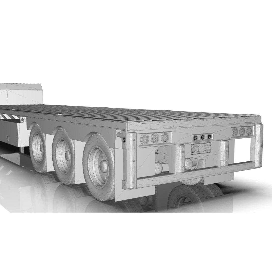 53-Foot Stepdeck Trailer 3D Model – Realistic Vehicle Asset, FBX, OBJ - View 24