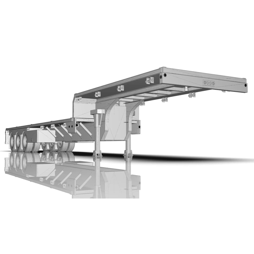 53-Foot Stepdeck Trailer 3D Model – Realistic Vehicle Asset, FBX, OBJ - View 26