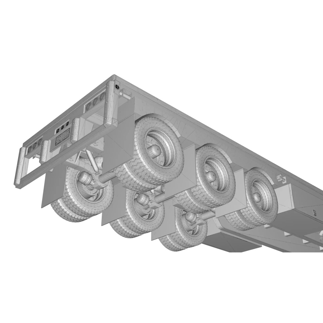 53-Foot Stepdeck Trailer 3D Model – Realistic Vehicle Asset, FBX, OBJ - View 28