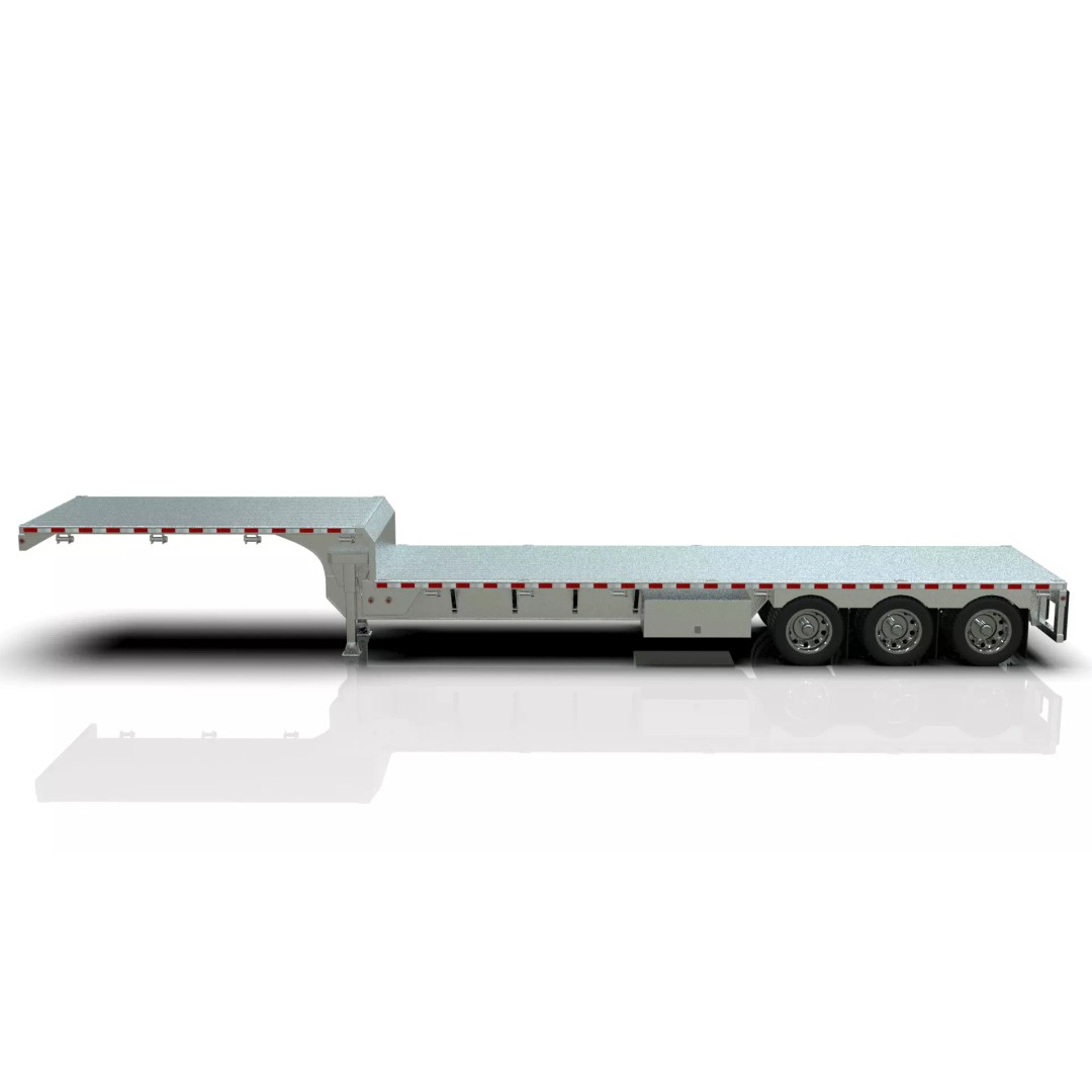 53-Foot Stepdeck Trailer 3D Model – Realistic Vehicle Asset, FBX, OBJ - View 3