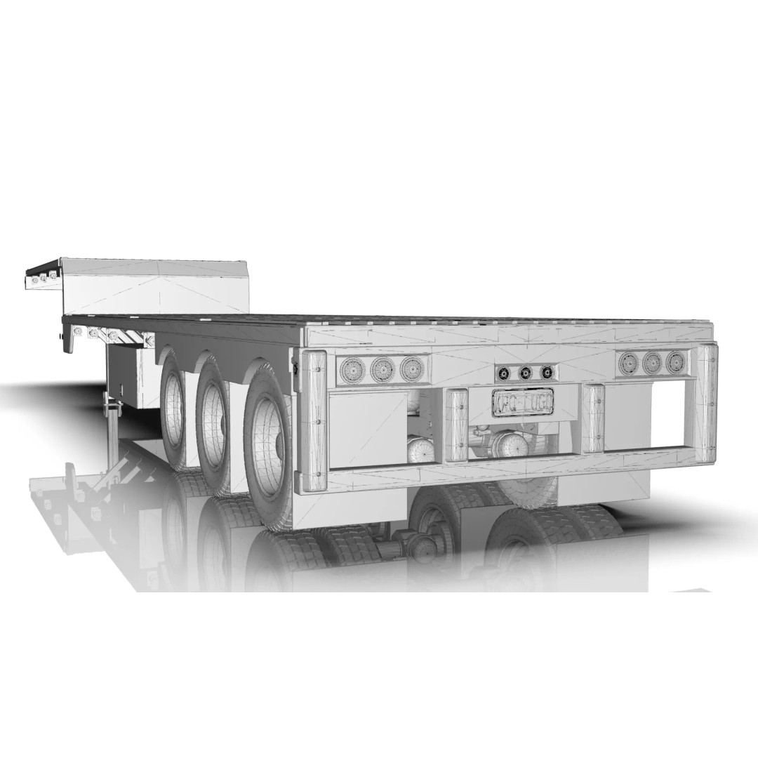 53-Foot Stepdeck Trailer 3D Model – Realistic Vehicle Asset, FBX, OBJ - View 30
