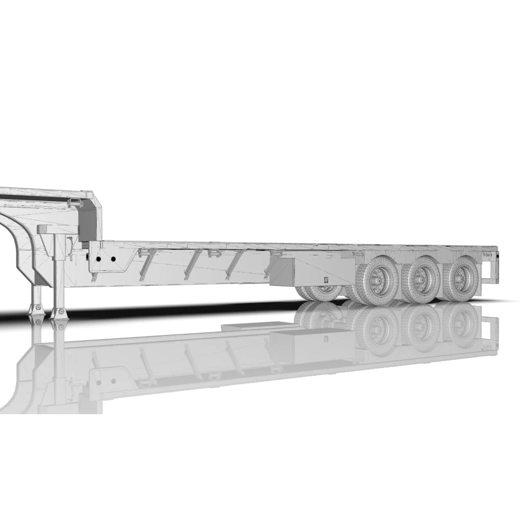 53-Foot Stepdeck Trailer 3D Model – Realistic Vehicle Asset, FBX, OBJ - View 31