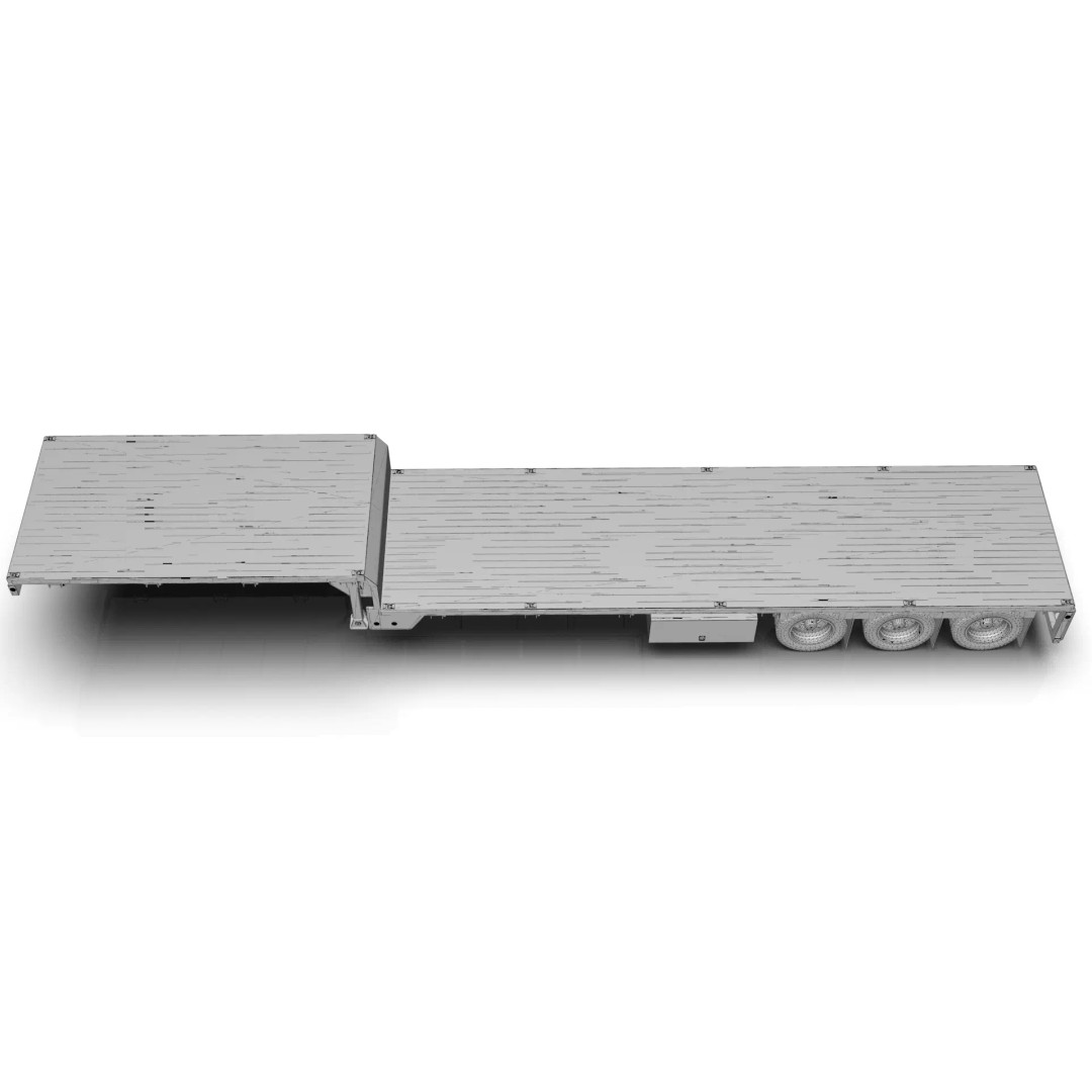 53-Foot Stepdeck Trailer 3D Model – Realistic Vehicle Asset, FBX, OBJ - View 32