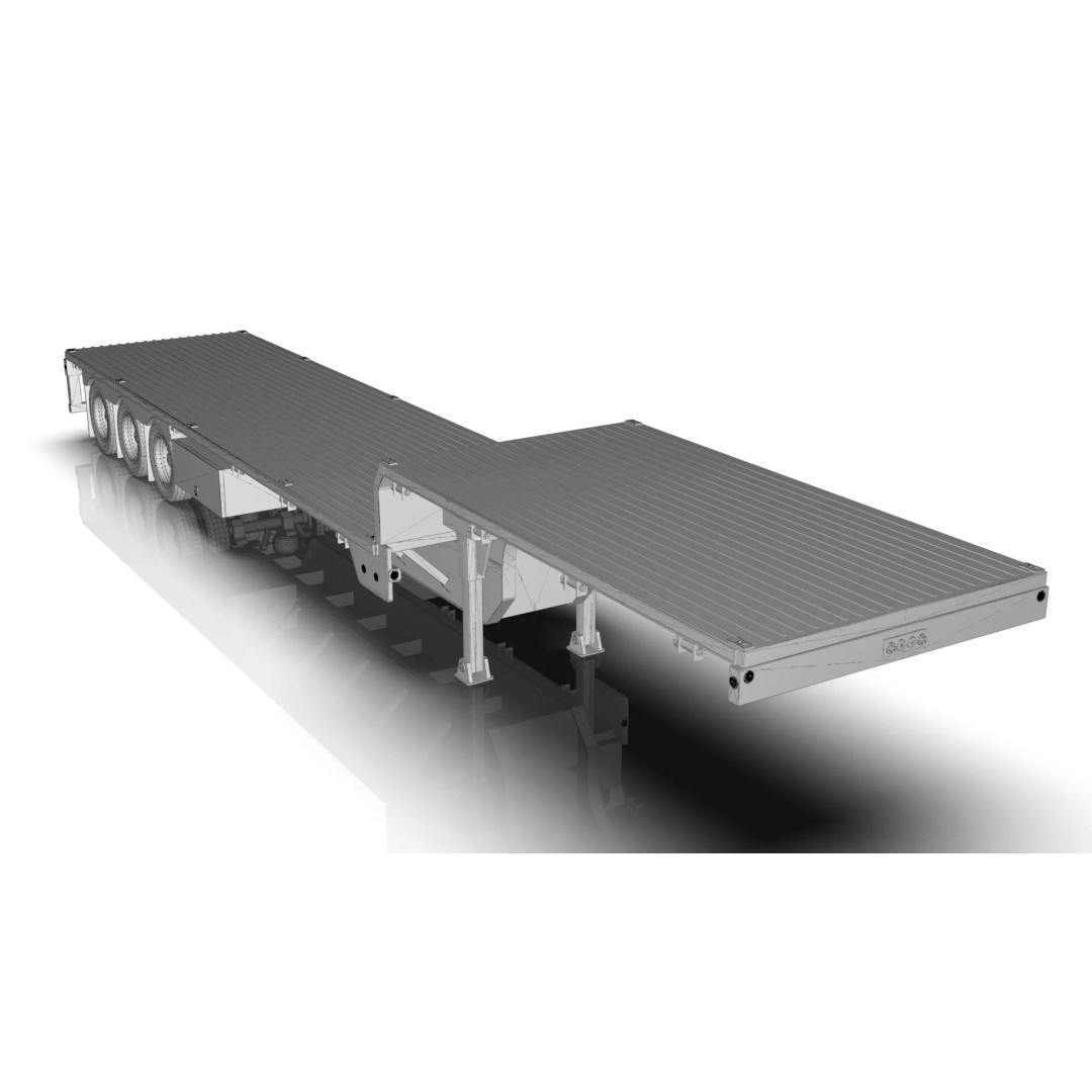 53-Foot Stepdeck Trailer 3D Model – Realistic Vehicle Asset, FBX, OBJ - View 34