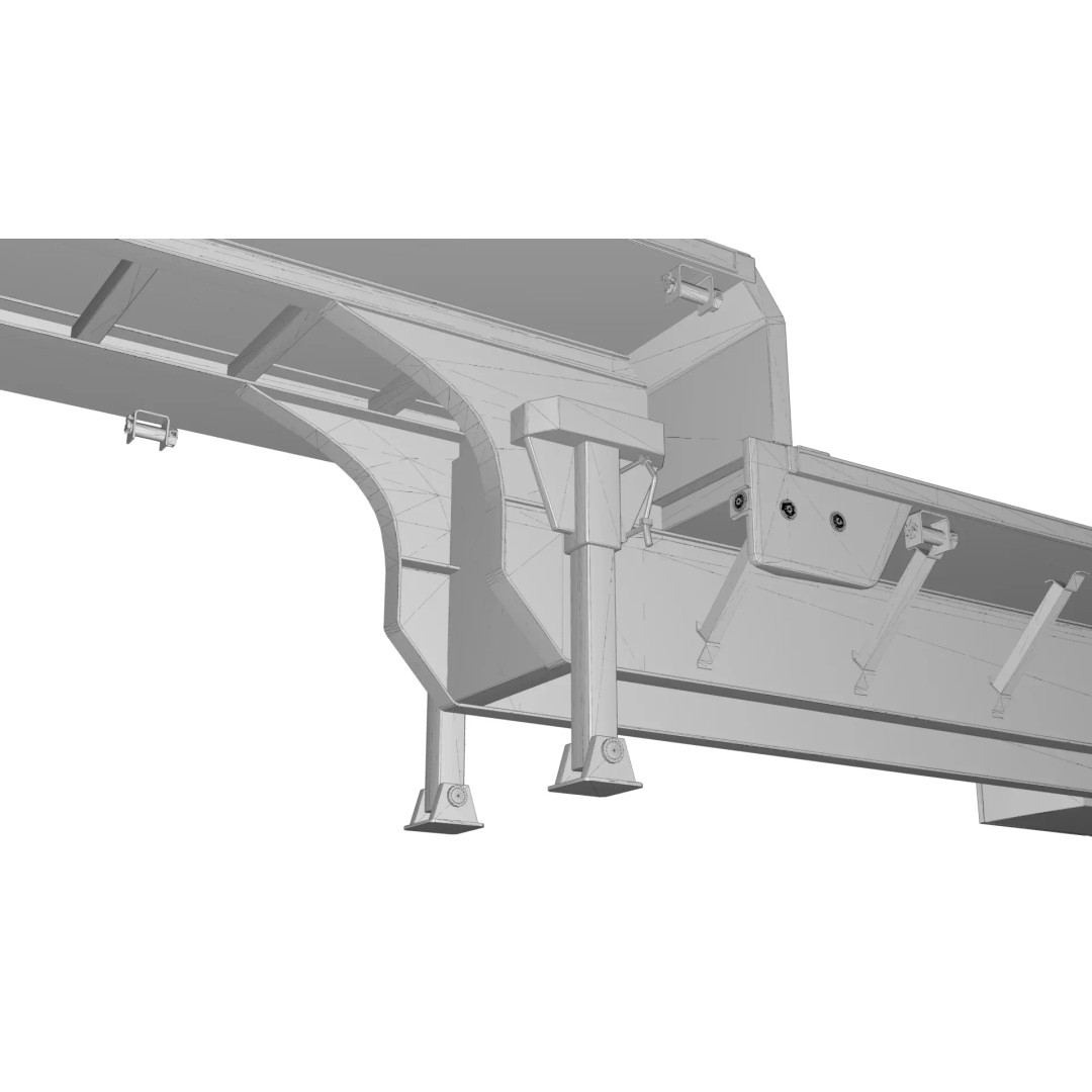 53-Foot Stepdeck Trailer 3D Model – Realistic Vehicle Asset, FBX, OBJ - View 35